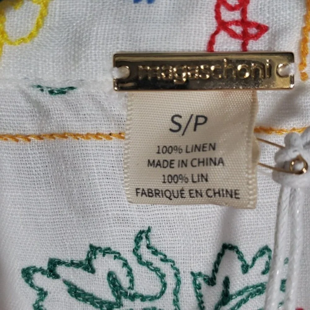 Magaschoni Appetito Embroidered Linen Shorts & Top Set S/P NWT‎ Matching Outfit